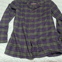 Green,blue Plaid Sleeping Suit Shirt