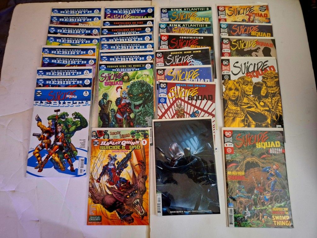 (30) Suicide Squad Vol. 4 #1 Rebirth,#2 6,#8 13,#15 17,#19,#23,#36,#39 41,#44 50+Annual + Harley Quinn special(2016) DC Comics Lot of 30
