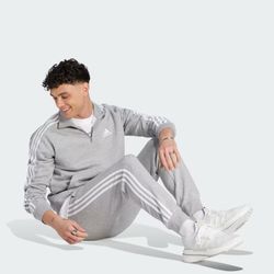 adidas men Essentials Fleece 3-Stripes Tapered Cuff Pants Large Grey