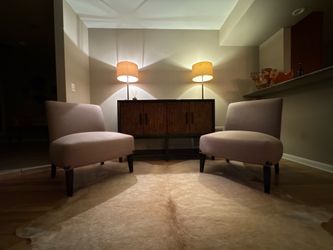 Pair of Custom Basketweave Slipper Chairs (Frame/Fabric Bargain)