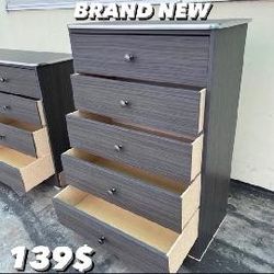 Brand New Gray 5 Drawer Dresser