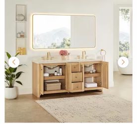 72” DOUBLE SINK BATHROOM VANITY NEW WITH SINK AND BACKSPLASH (solid wood)