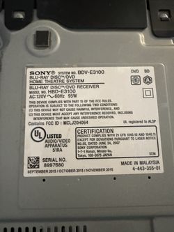 SONY BLUE RAY/DVD RECEIVER 