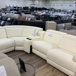 Top Grain Leather White Sectional 