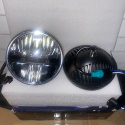 Car Exterior Headlight Light Assembly 7 Inch LED H4 Round 7'' Headlights DOT 6000K Hi/Lo Beam for Jeep for Wrangler Assembly(1pcs)