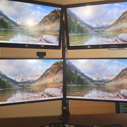 4 Computer Monitors and Mount (complete working station)