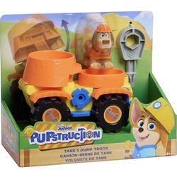 Just Play Disney Junior Pupstruction Tank’s Dump Truck 3-Piece Figure and Vehicle Set, Orange, Dog, Kids Toys for Ages 3 Up 