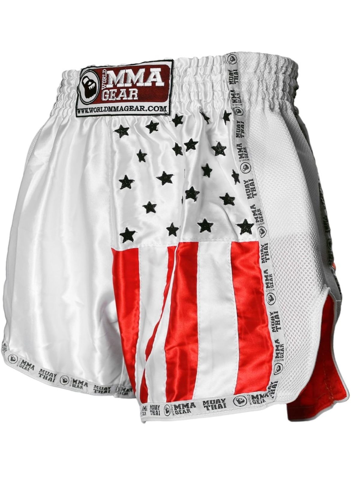 World MMA Gear Premium Muay Thai Shorts Handmade Retro, White XXL *BRAND NEW*