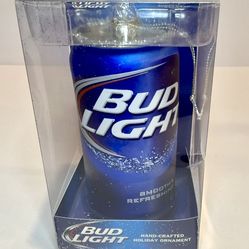 New Bud Light Beer Can Christmas Holiday Ornament 2014