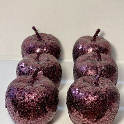 Glitter Styrofoam Fruit Apples & Pears Deep Brown Glitter Set/12