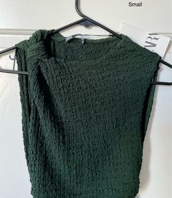 Zara Green Textured Sleeveless Dress Small