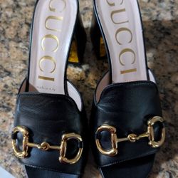 7.5 Black Women's slide sandal with Horsebit