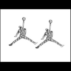 NEW AIR MICHAEL JORDAN JORDAN JUMPMAN EARRINGS | JUMP MAN | Silver - Plated Stud