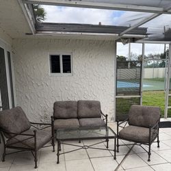 Jacklyn Smith Patio Set 2 Chairs, Sofa , Glass Table 