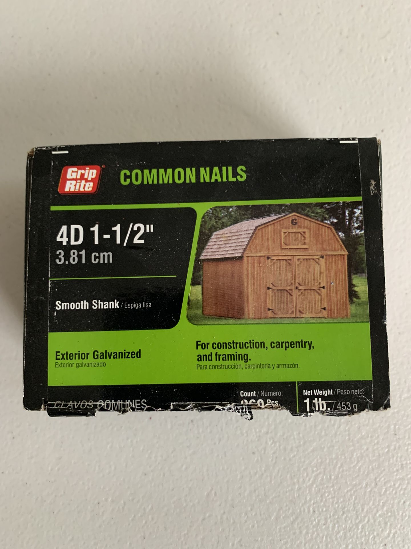 Grip Rite Common Nails 4D 1-12in Smooth Shank Exterior Galvanized 223 Nails