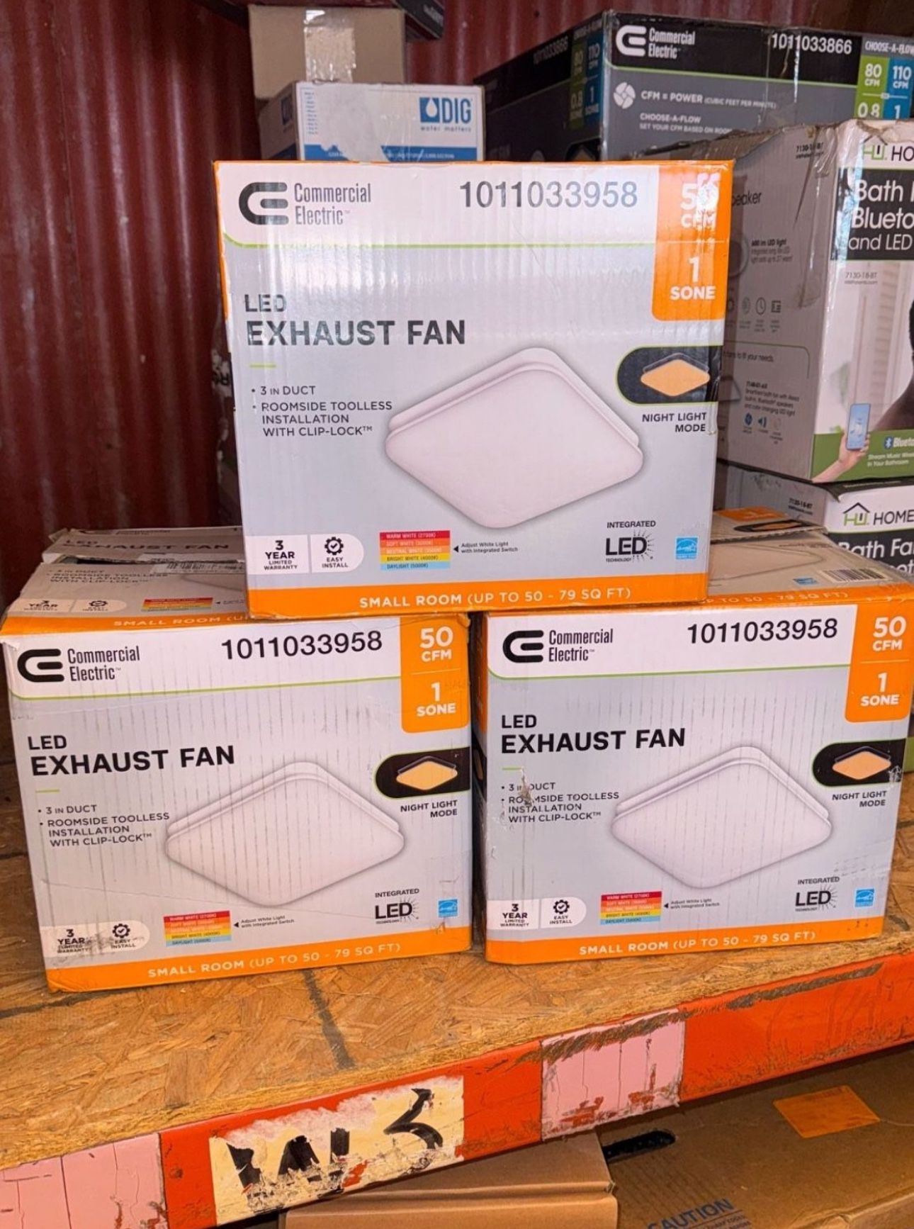 Commercial Electric 50 CFM Ceiling Mount Room Side Installation Bathroom Exhaust Fan with Adjustable Color Temperature LED and Night Light