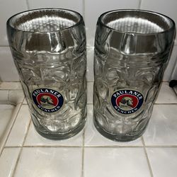 2x Paulaner Munchen Large Glass Steins