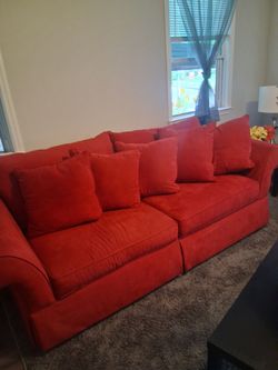 Red Plush Couch and Chair set