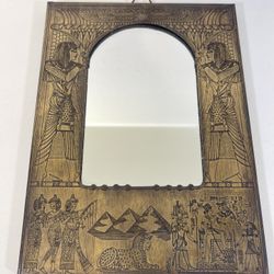 Etched Brass Egyptian Theme Mirror