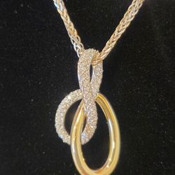 Breuning GmbH 14K 2-Tone .69CTW Natural Diamond Pendant + 14K 20" Italian Wheat Necklace ◇ 12.5g
