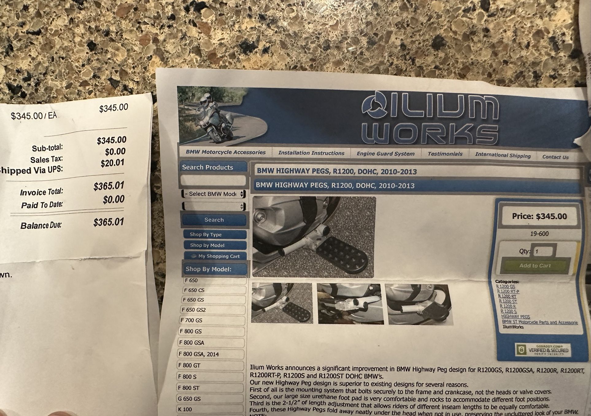 2010-2013 BMW R1200 RT HIGHWAY PEGS