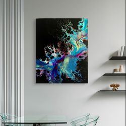 Acrylic Pour Fluid Art Painting – 16x20, Bloom Technique