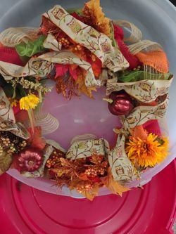 Large Fall Wreath With Container