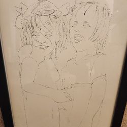 Andy Warhol Rare Vintage 1954 Original Two Girls Laughing Lithograph
