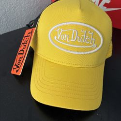 Von Dutch Yellow And White Trucker Hat 