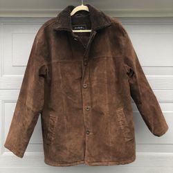  VTG Avalanche Milan Mens Brown Genuine Italian Leather Suede Winter Coat XL  