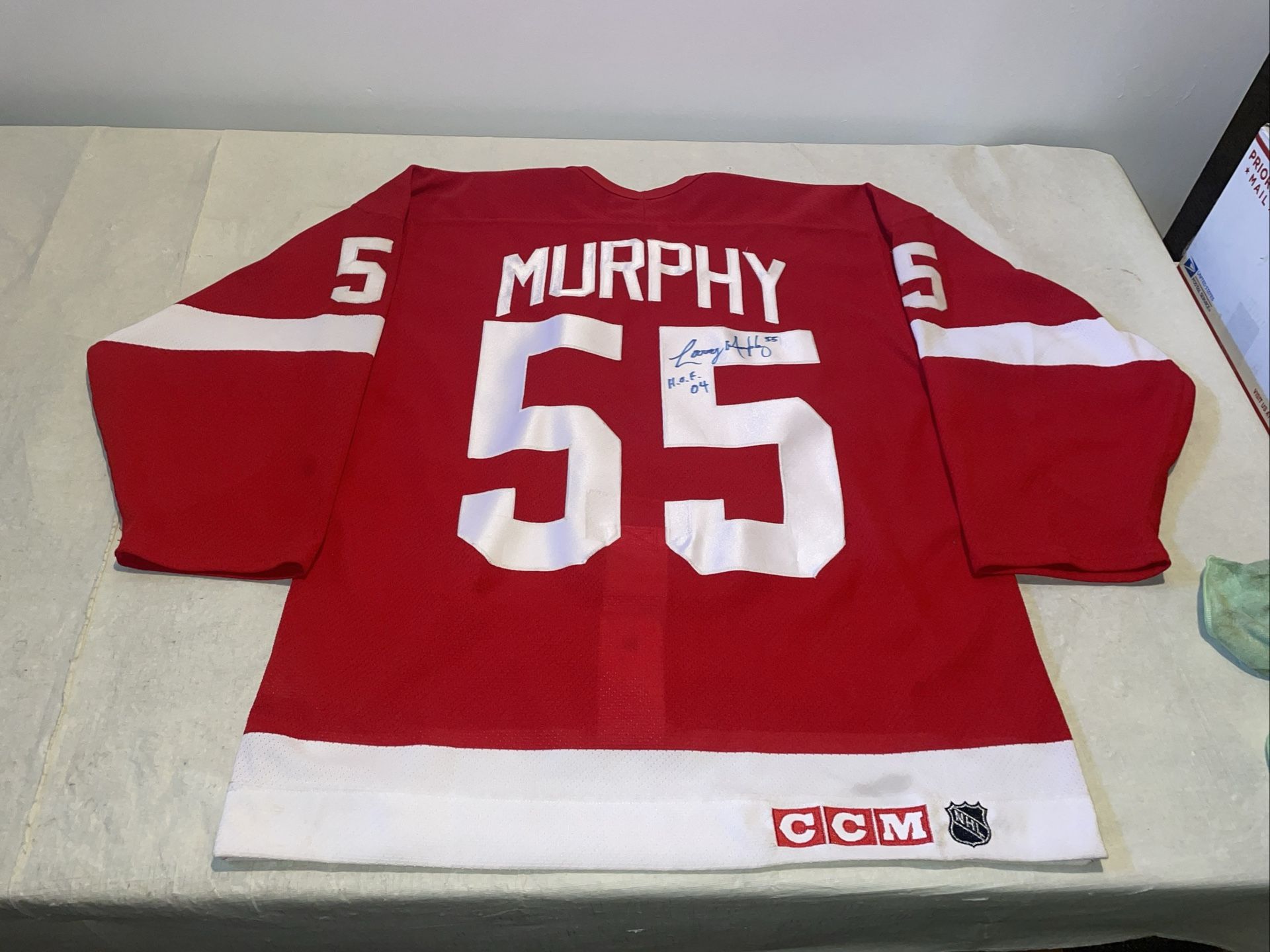 Authentic Auto Larry Murphy Detroit Red Wings Jersey Mens 48 Ccm Clean Mic 2nhl