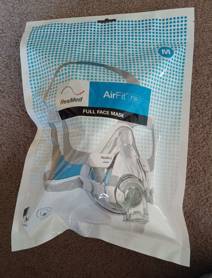 ResMed Full Face Mask Sleep Apnea Anti Snoring, AirFit F20, MEDIUM (M)