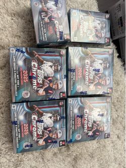 2025 Topps Chrome NFL Trading Cards everything in pic 4 mega 1 blaster 1 hanger