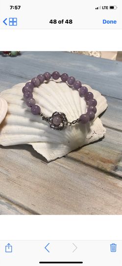 Purple bead bracelet, necklace and ring