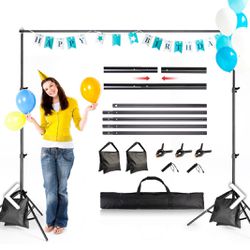 Backdrop Stand 6.5x10ft, ZBWW Photo Video Studio Adjustable Backdrop Stand for Parties, Wedding, Photography, Advertising Display 6.5*10 ft Hi