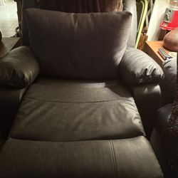 Recliner  Grey Leather 
