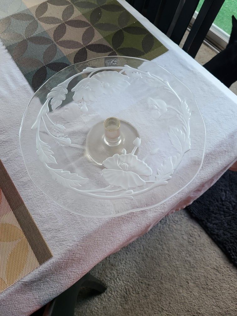 Heavy Glass Cake Plate