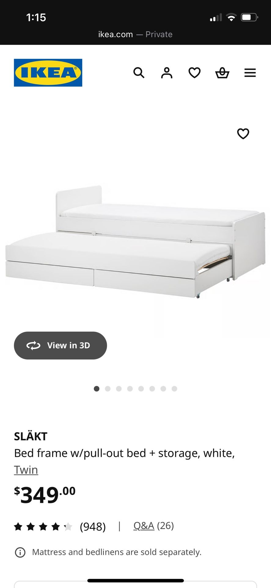 Ikea Shakt Bed Frame w/ pull out bed + storage- twin