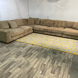 ( Delivery Available ) Large Modular Corduroy Beige Sectional Couch