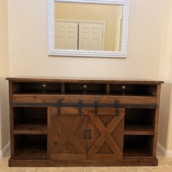 Solid Wood Farmhouse Fireplace Console / Entertainment Center 