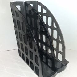 lot of 2 black plastic magazine or book holder organizers $4 FIRM for both!