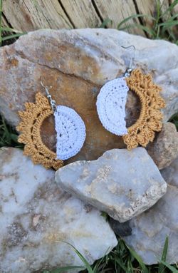 Crochet Earrings,  Sun and Moon Earrings 