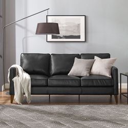 Jianna Faux Leather Sofa, Black