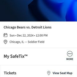 2 Bears Tickets For Sale $300 - Lions vs Bears -12/21 at Noon 