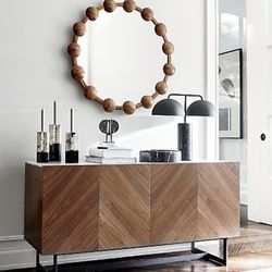 CB2 Suspend Media Console With Marble Top And Storage Space