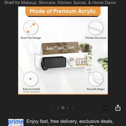 Clear Acrylic Floating Shelves - 2 Tier Wall Mounted Bathroom Organizer Set of 2 (15") - Space Saving Display Shelf for Makeup, Skincare, Kitchen Spic