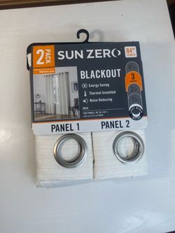 2 Panels Sun Zero Blackout Energy Efficient Grommet Curtains 40"x 84" Arlo White