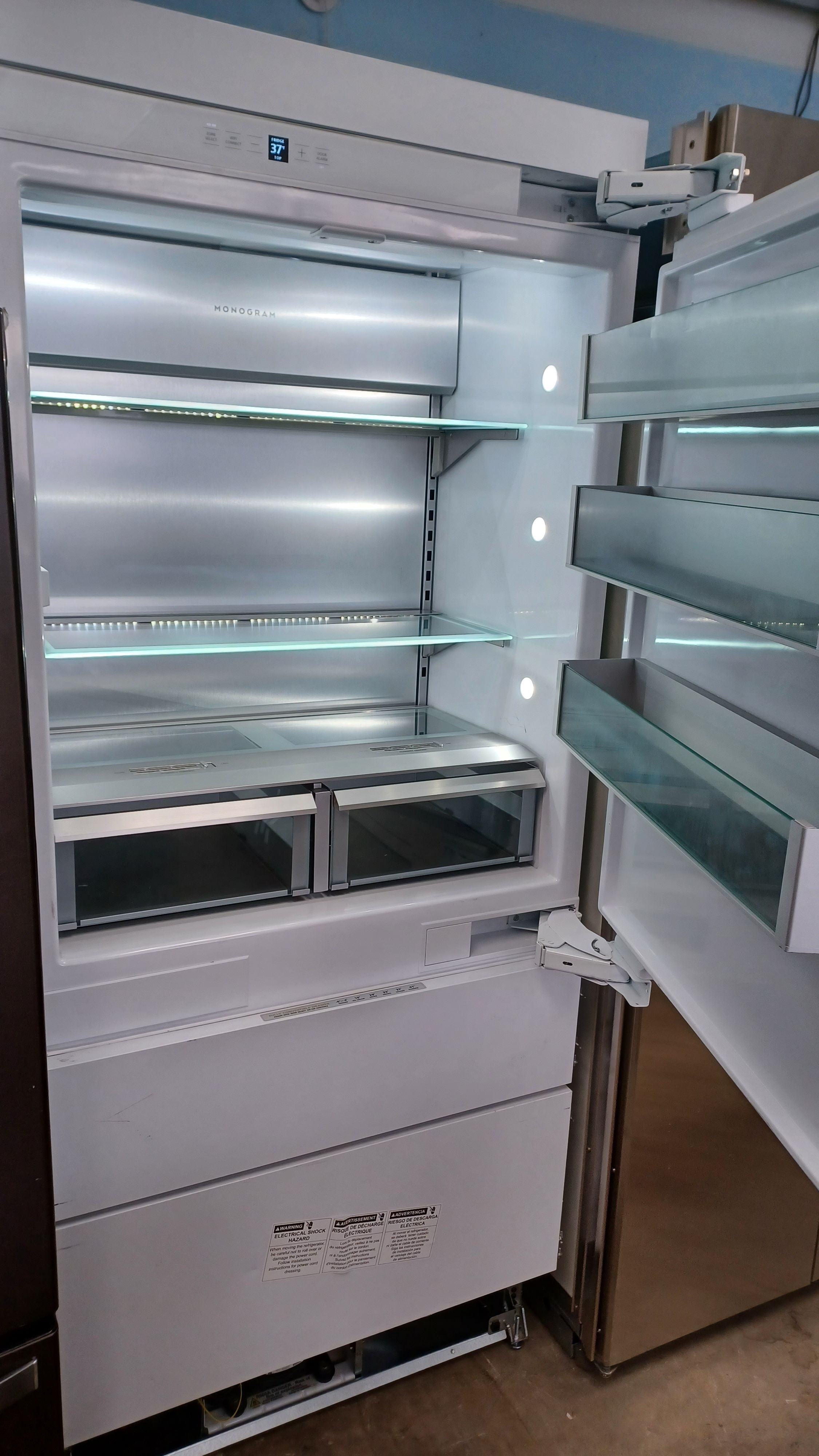 Monogram 36inch panel ready bottom freezer refrigerator