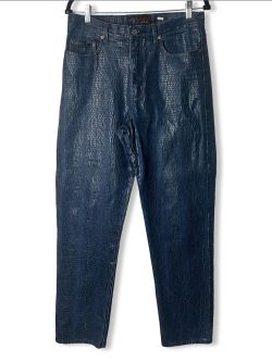 Guess Jeans Crocodile Print Denim Pants Vtg