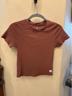 VUORI Women Brown Pose Fitted Rib Short Sleeve Tee Size Medium